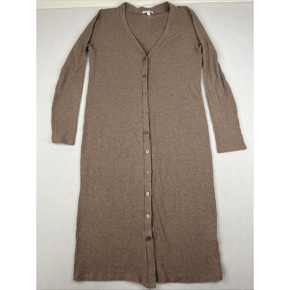 Beyond Yoga Womens Your Line Ribbed Buttoned Duster Cardigan Sweater XL Pink